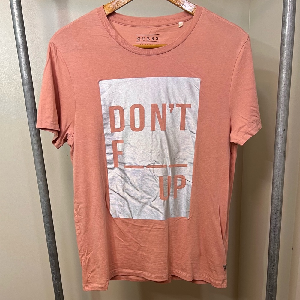 GUESS Men's Coral T-Shirt - “Don’t F___ Up”